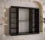 Armoire avec 10 compartiments Hochfeiler 44, Couleur : Noir / Marbre noir - Dimensions : 200 x 200 x 62 cm (h x l x p), avec deux miroirs