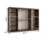 Armoire à portes coulissantes / Couleur : Noyer Warmia / Porte miroir / Détails modernes / 250 x 62 x 200 cm / Penderie / 10 compartiments / 2 tringles à vêtements / Finition haut de gamme