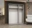 Armoire penderie Korab 71 blanc | 2 compartiments | 2 tringles | 1,5 m large | poignées dorées | miroir | portes battantes | Soft-Close