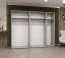 Armoire penderie Korab 91 blanche | 2 portes miroir | 3 tringles | 2,5 m de large | Poignées noires | Soft-Close