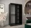 Penderie portes coulissantes noire Jorasses 07 | 1,2 m largeur | 5 casiers | miroir | 2 tringles | rails aluminium
