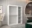 Armoire penderie Jorasses 10 | 1,5 m de large | Porte miroir | Blanc moderne | 5 compartiments | 2 tringles | Portes coulissantes