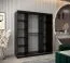Armoire portes coulissantes Jorasses 15 | Noir | 1,8 m large | Miroir | 5 casiers | 2 tringles | Rails aluminium