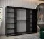Armoire à portes coulissantes Jorasses 23 | Noir | 2,5 m de large | 5 compartiments | 2 portes miroir | 2 tringles | Rails aluminium