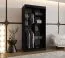 Armoire à portes coulissantes / Penderie à vêtements / Noir mat / 5 compartiments / 2 tringles / Étroite / 100 x 62 x 200 cm / Porte miroir décorative / Pour chambre à coucher