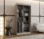 Armoire à portes coulissantes / Penderie à vêtements / Cachemire / 5 compartiments / 2 tringles / Étroite / 100 x 62 x 200 cm / Porte miroir décorative / Pour chambre à coucher