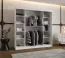 Armoire à portes coulissantes / Penderie / Blanc mat / 10 compartiments / 2 tringles à vêtements / 200 x 62 x 200 cm / Porte miroir décorative / Pour chambre à coucher