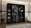 Armoire à portes coulissantes / Penderie à vêtements / Noir mat / 10 compartiments / 2 tringles à vêtements / 200 x 62 x 200 cm / Porte miroir décorative / Pour chambre à coucher