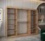 Penderie / Armoire à portes coulissantes / Couleur : Chêne artisan / 10 compartiments / 2 tringles à vêtements / Finition haut de gamme / 250 x 62 x 200 cm / Porte miroir décorative