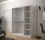 Armoire moderne à cinq casiers Dom 51, Couleur : Blanc mat / Chêne Artisan - Dimensions : 200 x 150 x 62 cm (h x l x p), avec panneaux à motifs