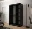 Armoire moderne avec miroir Dom 83, Couleur : Noir mat / Chêne Artisan - Dimensions : 200 x 120 x 62 cm (h x l x p), avec cinq casiers et deux tringles à vêtements