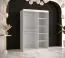 Armoire noble avec une porte à miroir Balmenhorn 78, Couleur : Blanc mat / Noir mat - Dimensions : 200 x 120 x 62 cm (h x l x p), avec cinq casiers et deux tringles à vêtements
