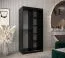 Penderie à portes coulissantes Musala 03 | Noir élégant | 1 mètre de large | Porte miroir | 5 compartiments