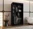 Armoire penderie portes coulissantes noir | 1 mètre | Miroir | 5 casiers | 2 tringles | Rails aluminium