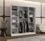 Armoire / Armoire à portes coulissantes / Blanc mat / 10 compartiments / 2 tringles à vêtements / Porte miroir décorative / 180 x 62 x 200 cm / Pour chambre à coucher