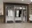 Armoire penderie Eiger 147 blanche | 5 portes miroir soft-close | 3 tringles | 2,5 m largeur | Poignées cachemire