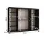 Penderie / Armoire à portes coulissantes / Noir mat / 10 compartiments / 2 tringles à vêtements / Finition haut de gamme / 250 x 62 x 200 cm / Porte miroir décorative