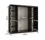 Armoire / Noir mat / 10 compartiments / 2 tringles à vêtements / Finition haut de gamme / 200 x 62 x 200 cm / Armoire à portes coulissantes / Porte miroir décorative