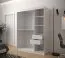 Armoire moderne à cinq casiers Dom 51, Couleur : Blanc mat / Chêne Artisan - Dimensions : 200 x 150 x 62 cm (h x l x p), avec panneaux à motifs
