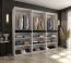 Armoire à portes battantes / Penderie / Blanche / 12 portes battantes / 9 compartiments / 3 tringles à vêtements / 240 x 52 x 203 cm / Finition haut de gamme / Portes sans poignées / Système de fermeture Soft-Close