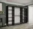 Armoire grand format avec motif en marbre Etna 47, Couleur : Blanc mat / Marbre noir - Dimensions : 200 x 250 x 62 cm (h x l x p), avec 10 compartiments et deux tringles à vêtements