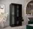 Penderie portes coulissantes noire | 1 m de large | 5 casiers | miroir intégré | 2 tringles | rails aluminium