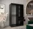 Penderie portes coulissantes noire Jorasses 07 | 1,2 m largeur | 5 casiers | miroir | 2 tringles | rails aluminium