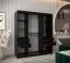 Armoire portes coulissantes Jorasses 15 | Noir | 1,8 m large | Miroir | 5 casiers | 2 tringles | Rails aluminium