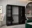 Armoire penderie à portes coulissantes Jorasses 19 | Noir | 2 m de large | 1 porte miroir | 5 compartiments | 2 tringles | Rails aluminium