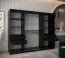 Armoire à portes coulissantes Jorasses 23 | Noir | 2,5 m de large | 5 compartiments | 2 portes miroir | 2 tringles | Rails aluminium