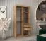 Armoire coulissante 1m | Porte miroir | Chêne Artisan | 5 casiers | 2 tringles | Penderie compacte