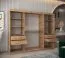 Armoire penderie portes coulissantes miroir | Chêne Artisan | 2,5 m de large | 10 compartiments | Rails aluminium