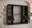 Armoire élégante avec une porte miroir Liskamm 44, Couleur : Noir mat - Dimensions : 200 x 200 x 62 cm (h x l x p), avec 10 compartiments et deux tringles à vêtements