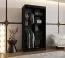 Armoire penderie portes coulissantes noir | 1 mètre | Miroir | 5 casiers | 2 tringles | Rails aluminium