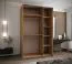 Penderie / Armoire à portes coulissantes / Soft-Close / 245,5 x 150 x 64 cm / Couleur : Noir / 2 tringles à vêtements / 6 compartiments / 2 portes coulissantes / Miroir
