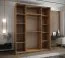 Penderie / Armoire à portes coulissantes / 245,5 x 200 x 64 cm / 11 compartiments / 2 tringles à vêtements / 2 portes coulissantes / Soft-Close / Miroir / Couleur : Chêne Artisan