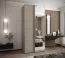 Penderie / Armoire à portes coulissantes / 6 compartiments / Soft-Close / Couleur : Cachemire / 245,5 x 100 x 64 cm / 2 tringles à vêtements / 2 portes coulissantes / Miroir