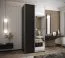 Penderie / Armoire à portes coulissantes / 245,5 x 110 x 64 cm / 6 compartiments / 2 portes coulissantes / 2 tringles à vêtements / Miroir / Couleur : Noir / Soft-Close