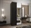 Penderie / Armoire à portes coulissantes / 6 compartiments / 245,5 x 120 x 64 cm / 2 tringles à vêtements / 2 portes coulissantes / Soft-Close / Miroir / Couleur : Noir