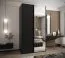 Penderie / Armoire à portes coulissantes / 6 compartiments / Couleur : Noir / 2 tringles à vêtements / 245,5 x 130 x 64 cm / Soft-Close / Miroir / 2 portes coulissantes