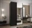Penderie / Armoire à portes coulissantes / 245,5 x 140 x 64 cm / Couleur : Noir / 2 tringles à vêtements / Soft-Close / 2 portes coulissantes / Miroir / 6 compartiments
