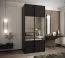 Penderie / Armoire à portes coulissantes / 6 compartiments / Miroir / 245,5 x 100 x 64 cm / 2 portes coulissantes / 2 tringles à vêtements / Soft-Close / Couleur : Noir