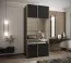 Penderie / armoire à portes coulissantes / 6 compartiments / 245,5 x 100 x 64 cm / Couleur : Noir / Soft-Close / Miroir / 2 tringles à vêtements / 2 portes coulissantes