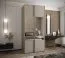 Penderie / Armoire à portes coulissantes / 245,5 x 100 x 64 cm / 6 compartiments / Soft-Close / Miroir / Couleur : Cachemire / 2 tringles à vêtements / 2 portes coulissantes