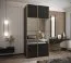 Penderie / Armoire à portes coulissantes / 245,5 x 110 x 64 cm / Miroir / Couleur : Noir / Soft-Close / 2 portes coulissantes / 2 tringles à vêtements / 6 compartiments