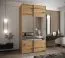 Penderie / Armoire à portes coulissantes / 245,5 x 130 x 64 cm / 2 portes coulissantes / Soft-Close / 6 compartiments / 2 tringles à vêtements / Couleur : Chêne Artisan / Miroir