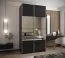 Penderie / Armoire à portes coulissantes / Couleur : Noir / 6 compartiments / Miroir / Soft-Close / 2 portes coulissantes / 2 tringles à vêtements / 245,5 x 130 x 64 cm