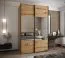 Penderie / Armoire à portes coulissantes / Couleur : Chêne Artisan / Miroir / 245,5 x 150 x 64 cm / Soft-Close / 2 portes coulissantes / 2 tringles à vêtements / 6 compartiments