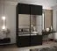 Penderie / Armoire à portes coulissantes / 2 portes coulissantes / 245,5 x 150 x 64 cm / 6 compartiments / Miroir / Soft-Close / 2 tringles à vêtements / Couleur : Noir