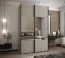 Penderie / Armoire à portes coulissantes / 2 portes coulissantes / 245,5 x 150 x 64 cm / Miroir / 6 compartiments / Soft-Close / 2 tringles à vêtements / Couleur : Cachemire